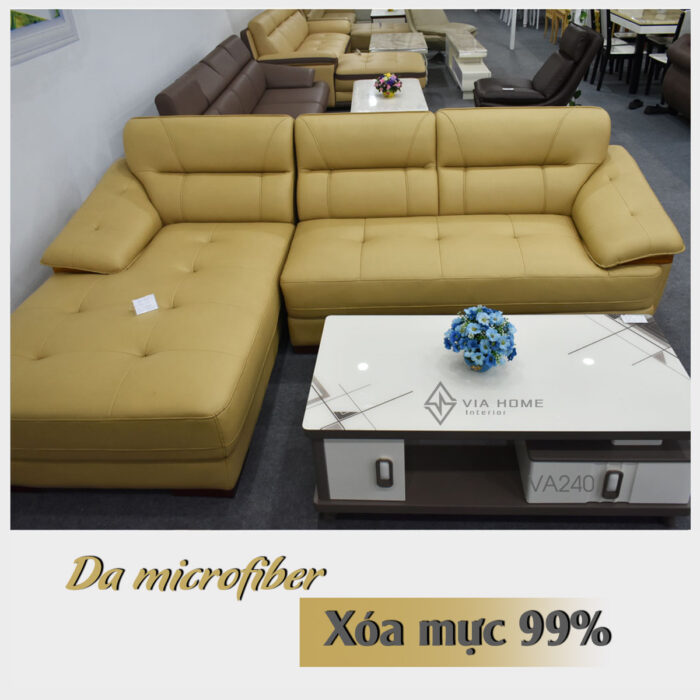 Sofa Góc Da Microfiber Va240 Via Home Nội Thất Căn Hộ