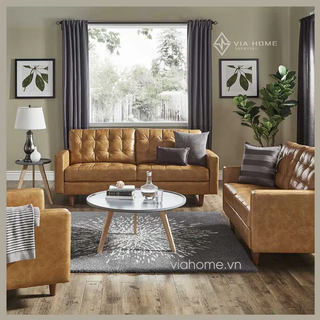 Sofa bang Da microfiber VM180,Sofa da cao cap cho noi that phong khach