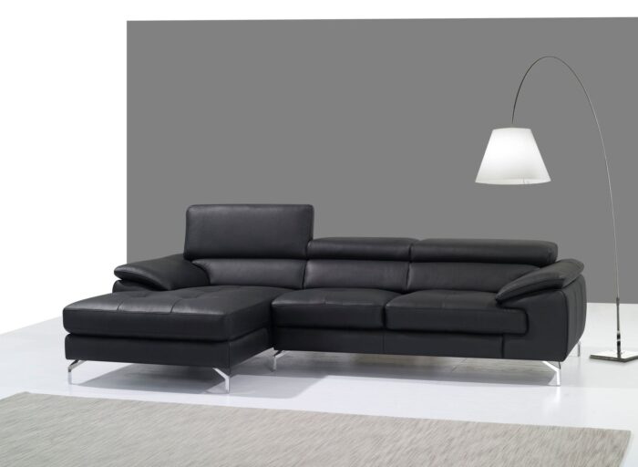 Sofa Da Góc L Vg006 Via Home Màu Đen