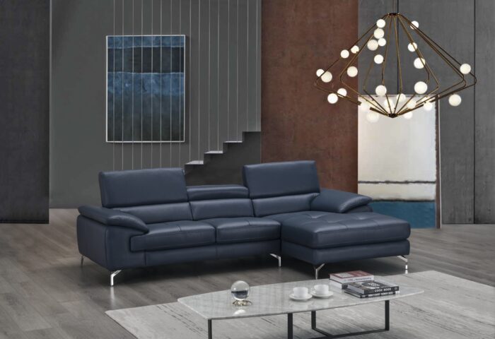 Sofa Da Góc L Vg006 Via Home Màu Blue