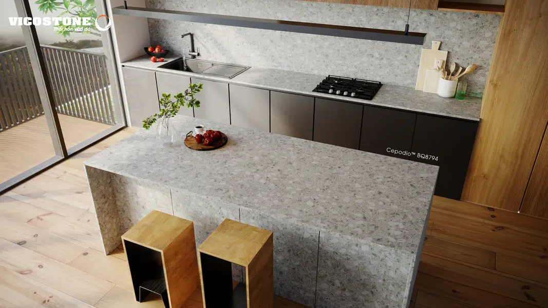 Đá Vicostone Cepodio BQ8794 thiết kế vân terazo