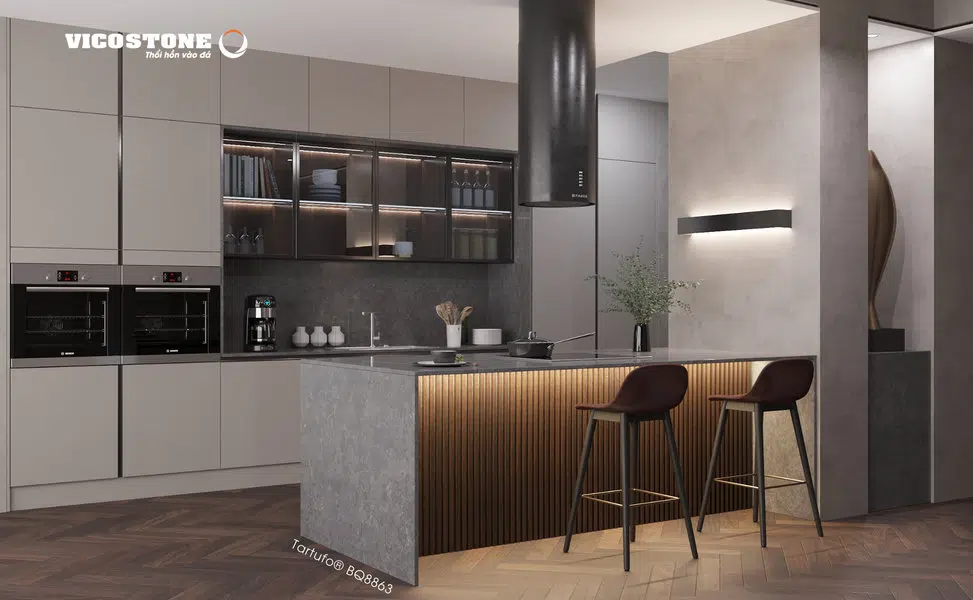 Đá Vicostone Tartufo BQ8863 thiết kế vân beton