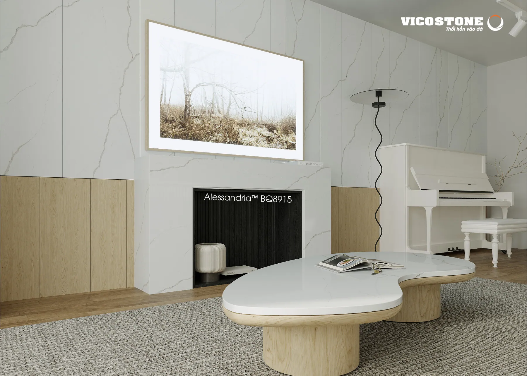 Đá Vicostone Alessandria™ BQ8915 ứng dụng trong không gian nội thất