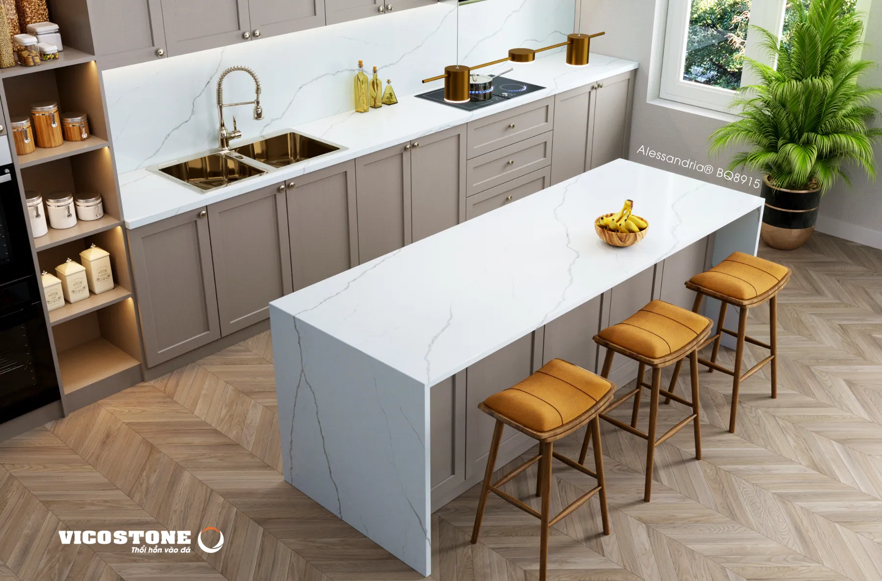 Đá Vicostone Alessandria™ BQ8915 ứng dụng trong không gian nội thất
