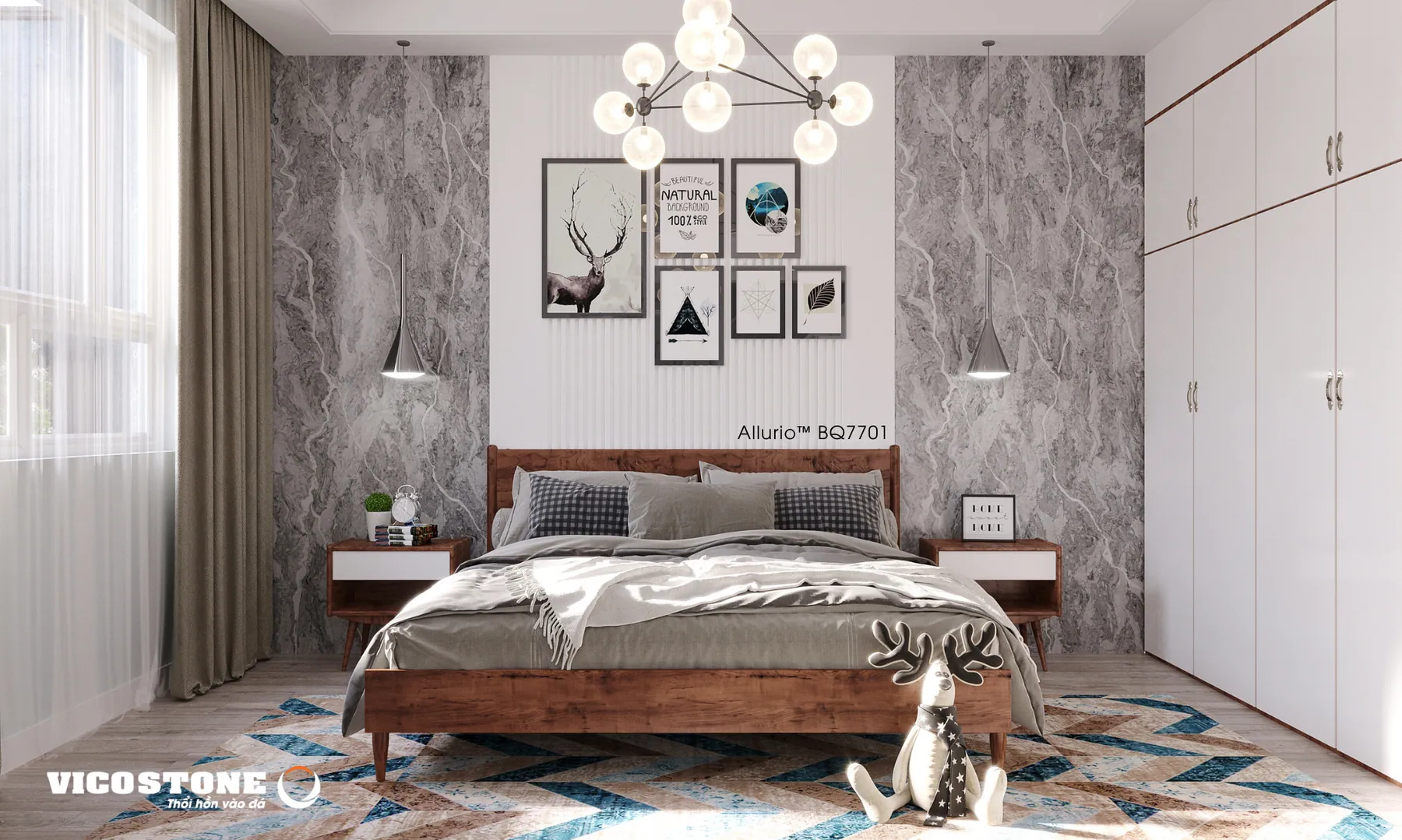 Đá Vicostone Allurio™ BQ7701 ứng dụng trong không gian nội thất