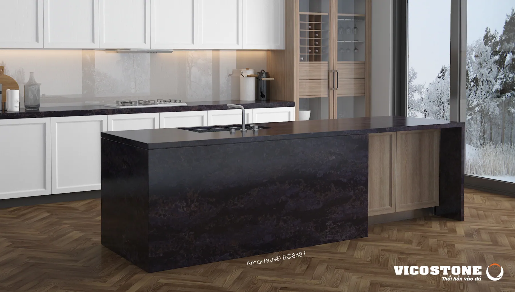 Đá Vicostone Amadeus® BQ8887 ứng dụng trong không gian nội thất