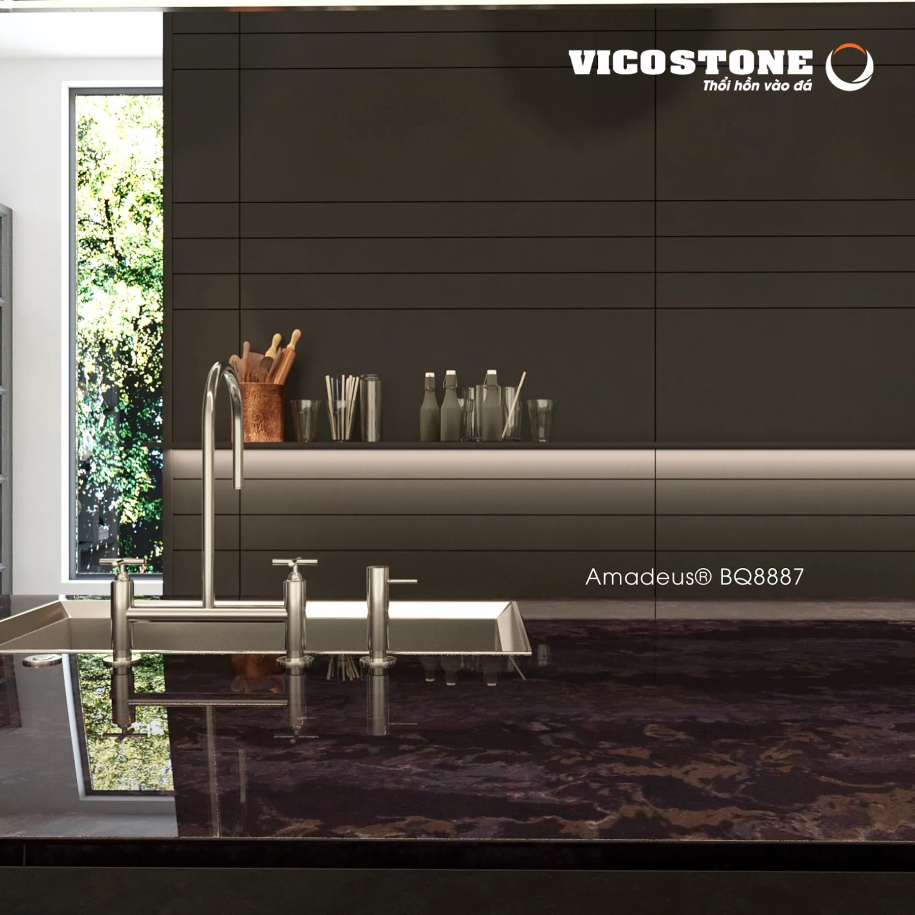 Đá Vicostone Amadeus® BQ8887 ứng dụng trong không gian nội thất