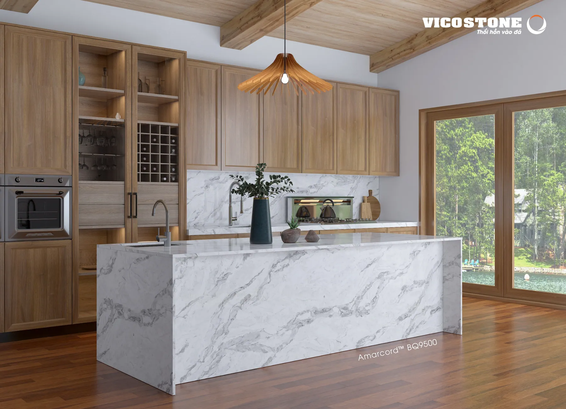 Đá Vicostone Amarcord® BQ9500 ứng dụng trong không gian nội thất