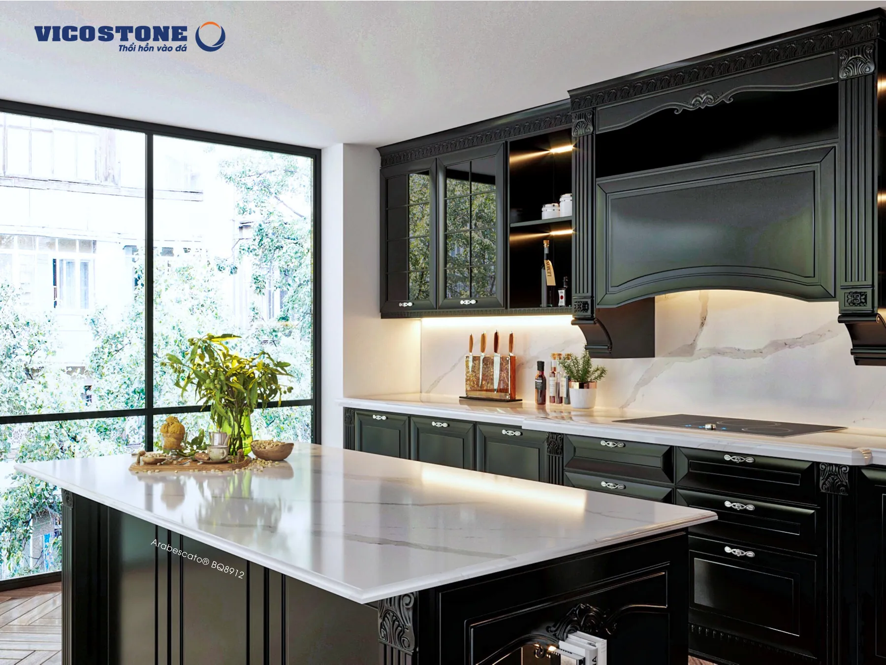Đá Vicostone Arabescato® BQ8912 ứng dụng trong không gian nội thất