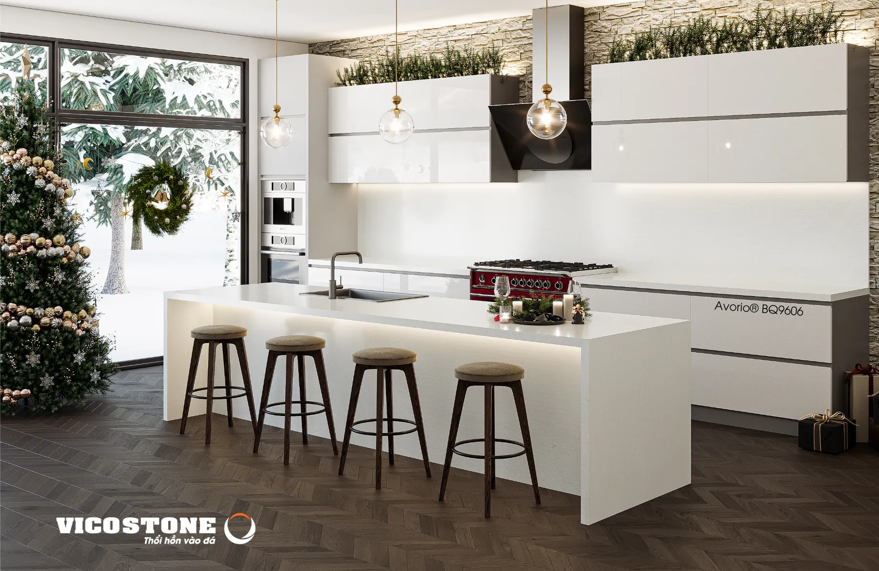 Đá Vicostone Avorio® BQ9606 ứng dụng trong không gian nội thất