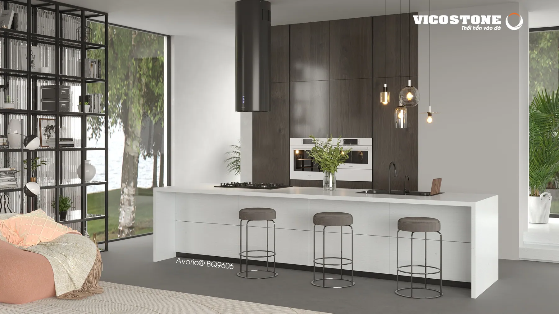 Đá Vicostone Avorio® BQ9606 ứng dụng trong không gian nội thất