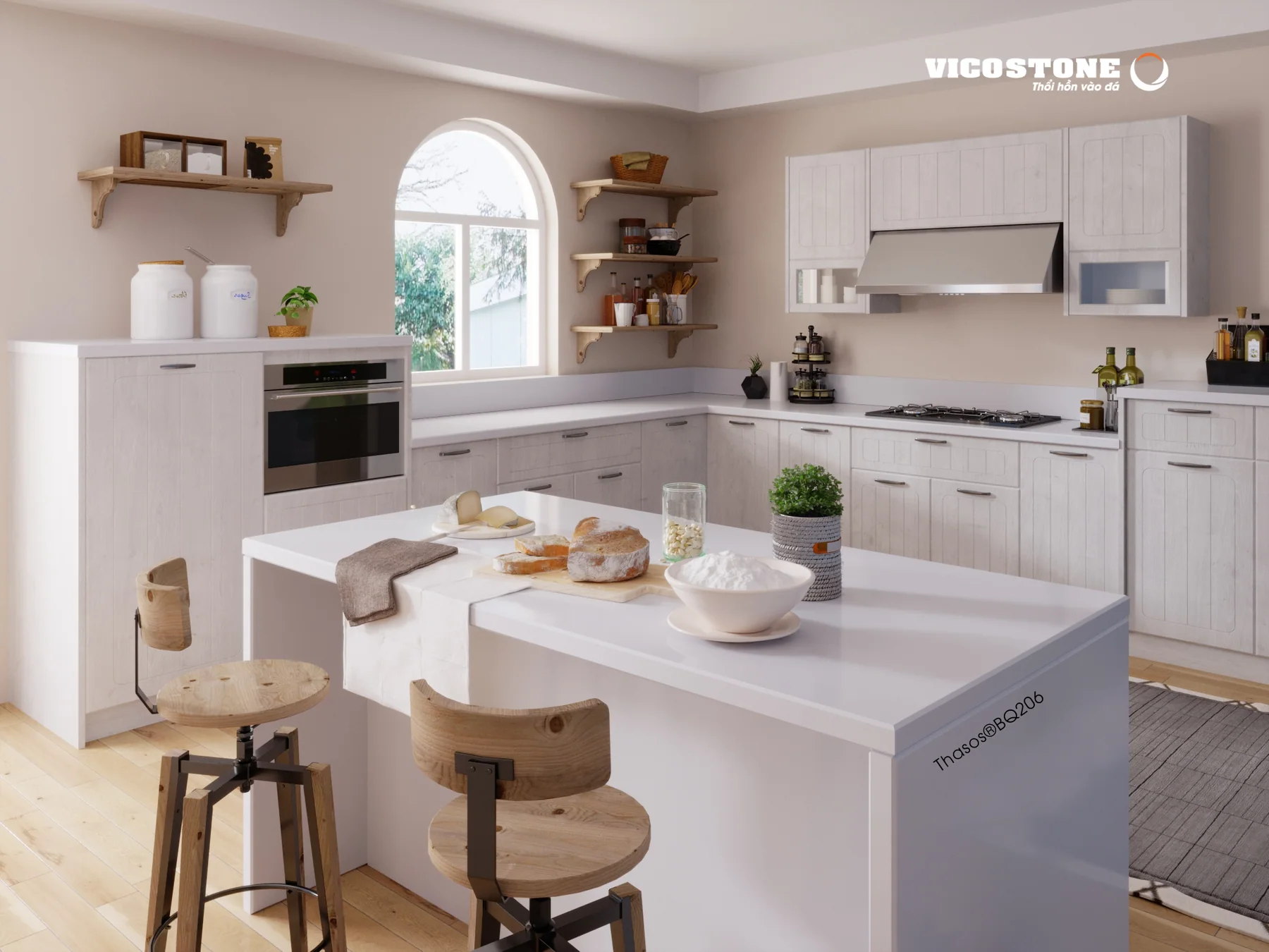 Đá Vicostone Thasos® BQ206 ứng dụng trong không gian nội thất