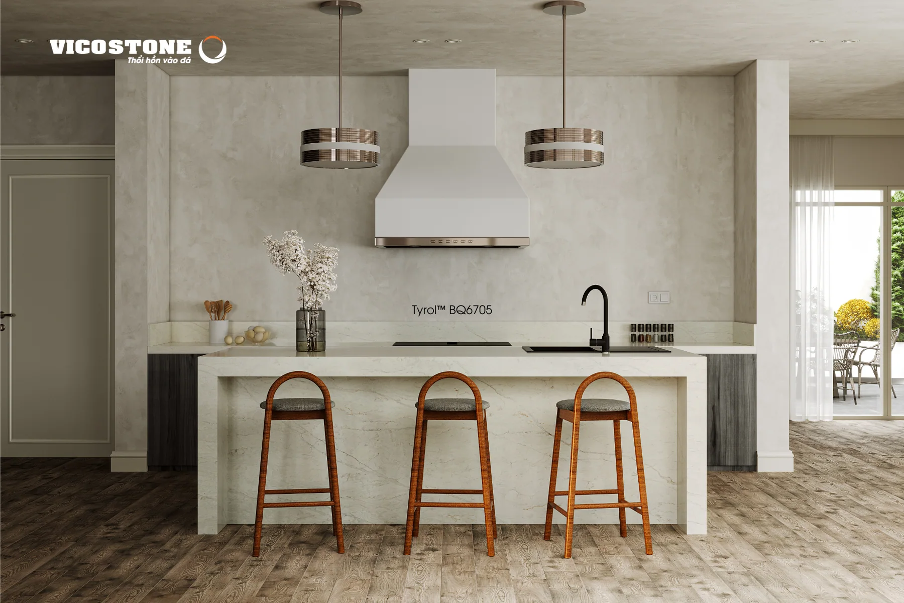 Ứng Dụng Đá Vicostone Tyrol® Bq6705. Đá Vicostone Tyrol® Bq6705 Ứng Dụng Trong Không Gian Nội Thất