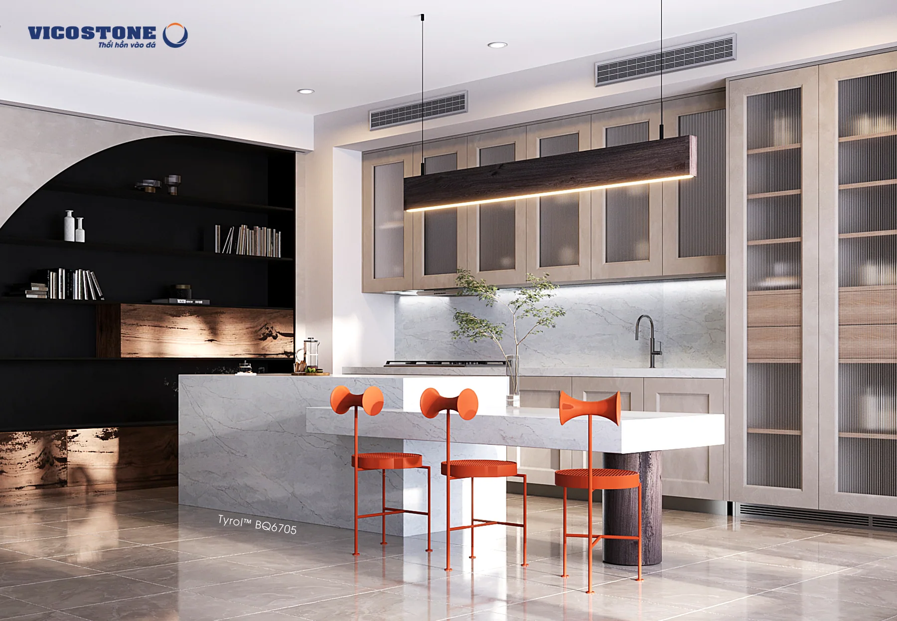 Ứng Dụng Đá Vicostone Tyrol® Bq6705. Đá Vicostone Tyrol® Bq6705 Ứng Dụng Trong Không Gian Nội Thất