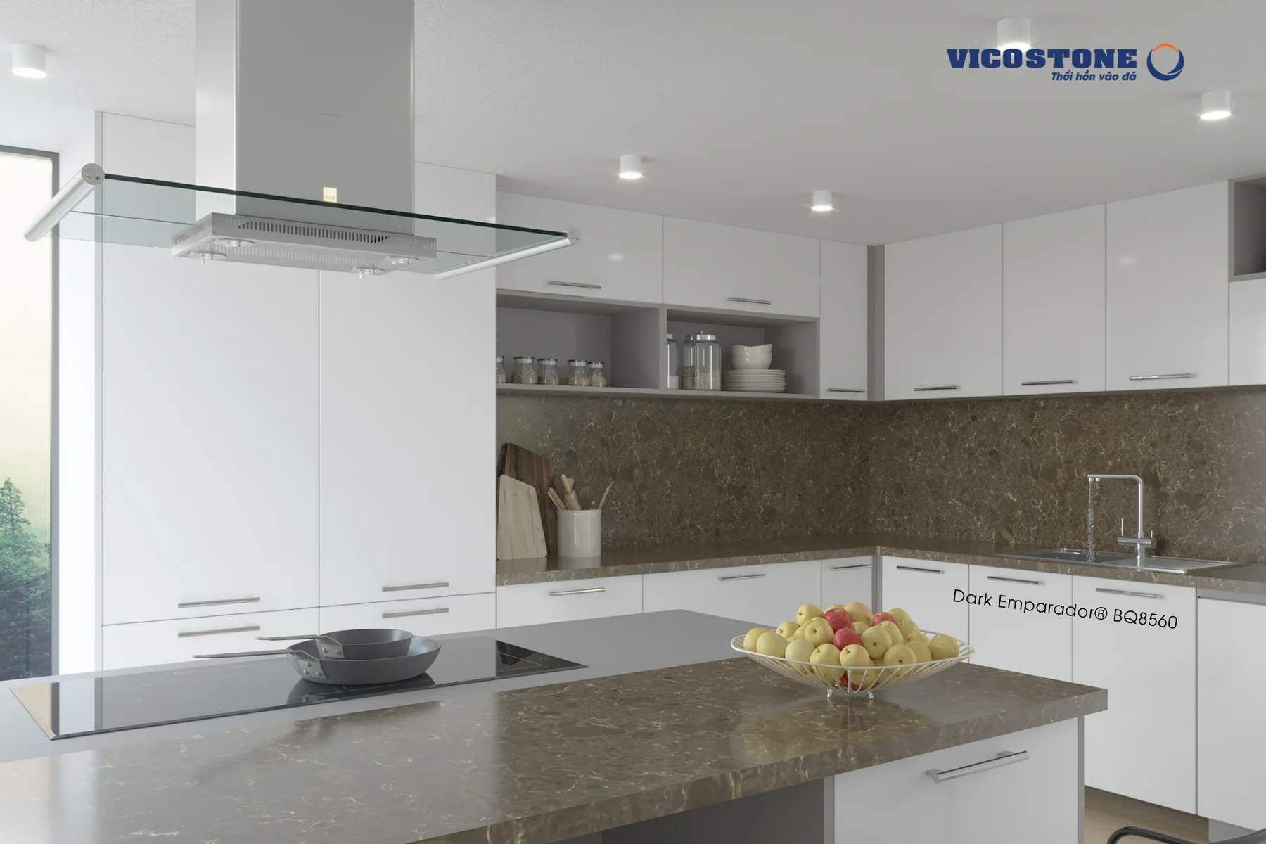 Đá Vicostone Dark Emparador® BQ8560 ứng dụng trong không gian nội thất