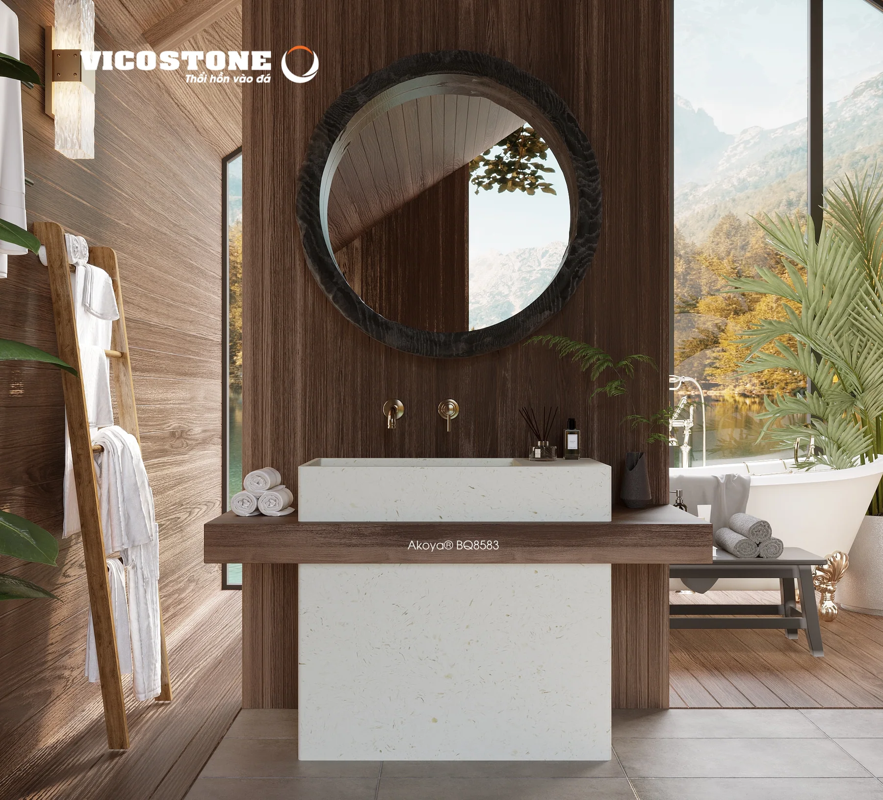 Đá Vicostone Akoya® BQ8583 ứng dụng trong không gian nội thất