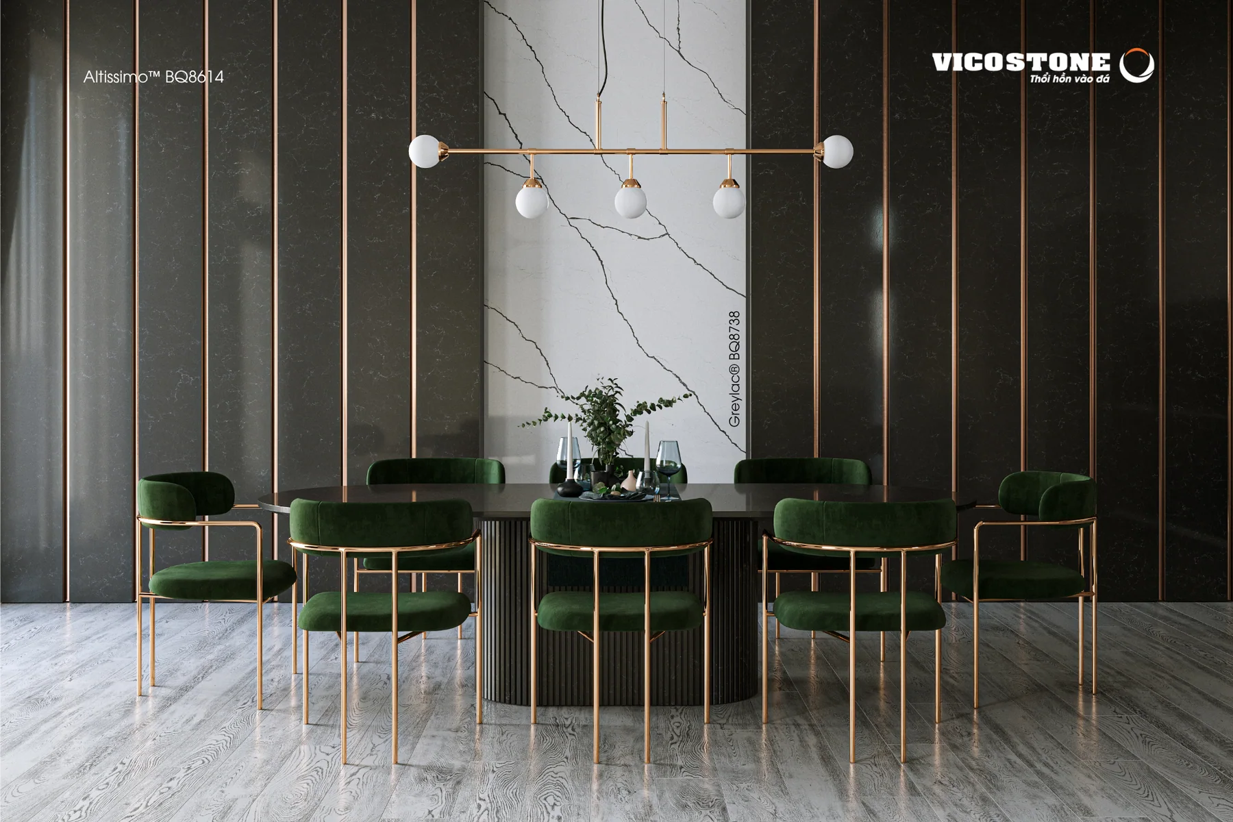 Đá Vicostone Altissimo™ BQ8614 ứng dụng trong không gian nội thất