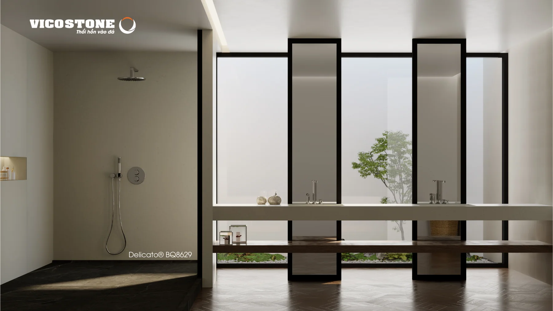 Đá Vicostone Delicato® BQ8629 ứng dụng trong không gian nội thất