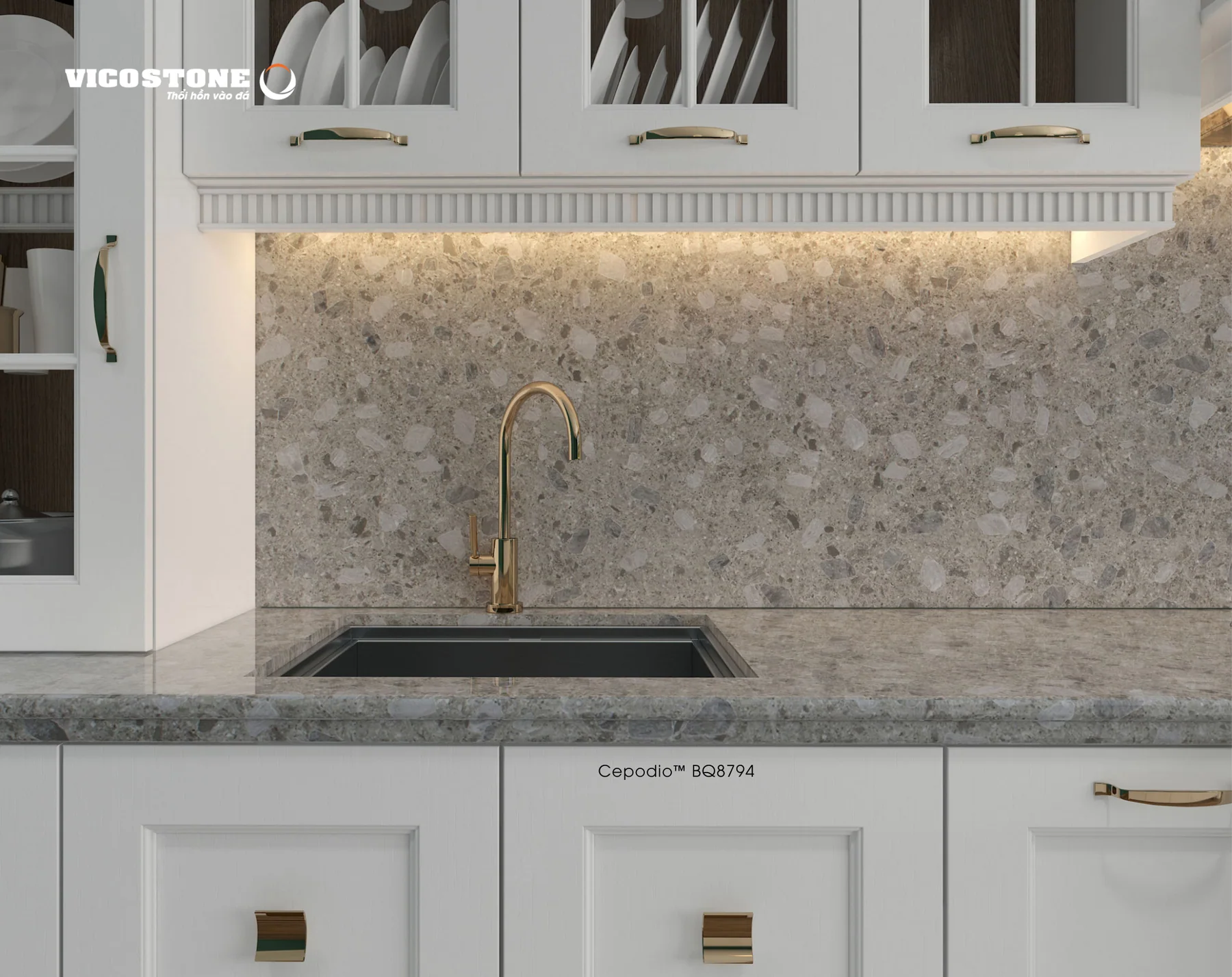 Đá Vicostone Cepodio™ BQ8794 ứng dụng trong không gian nội thất
