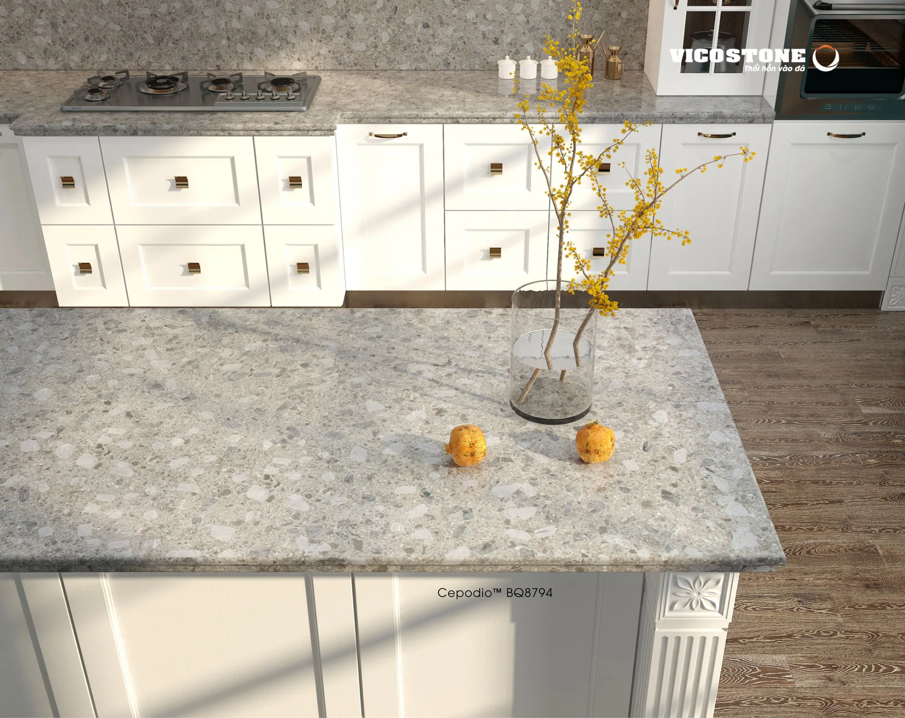 Đá Vicostone Cepodio™ BQ8794 ứng dụng trong không gian nội thất