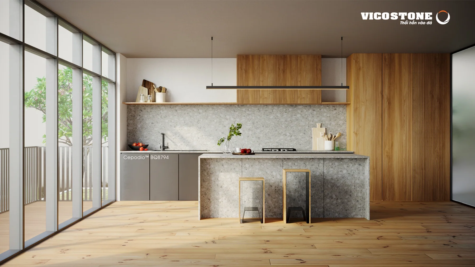 Đá Vicostone Cepodio™ BQ8794 ứng dụng trong không gian nội thất