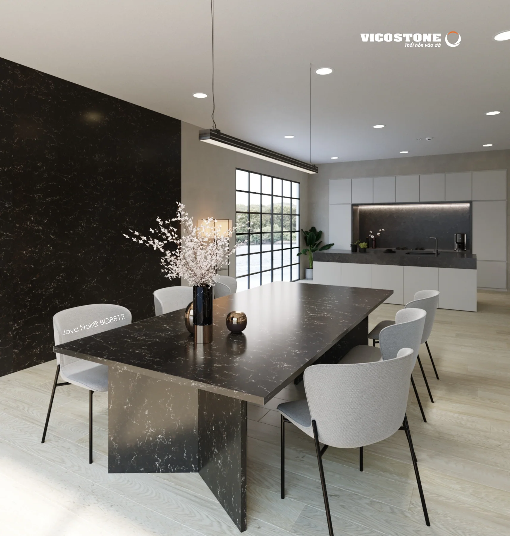 Ứng Dụng Đá Vicostone Java Noir® Bq8812. Đá Vicostone Java Noir® Bq8812 Ứng Dụng Trong Không Gian Nội Thất
