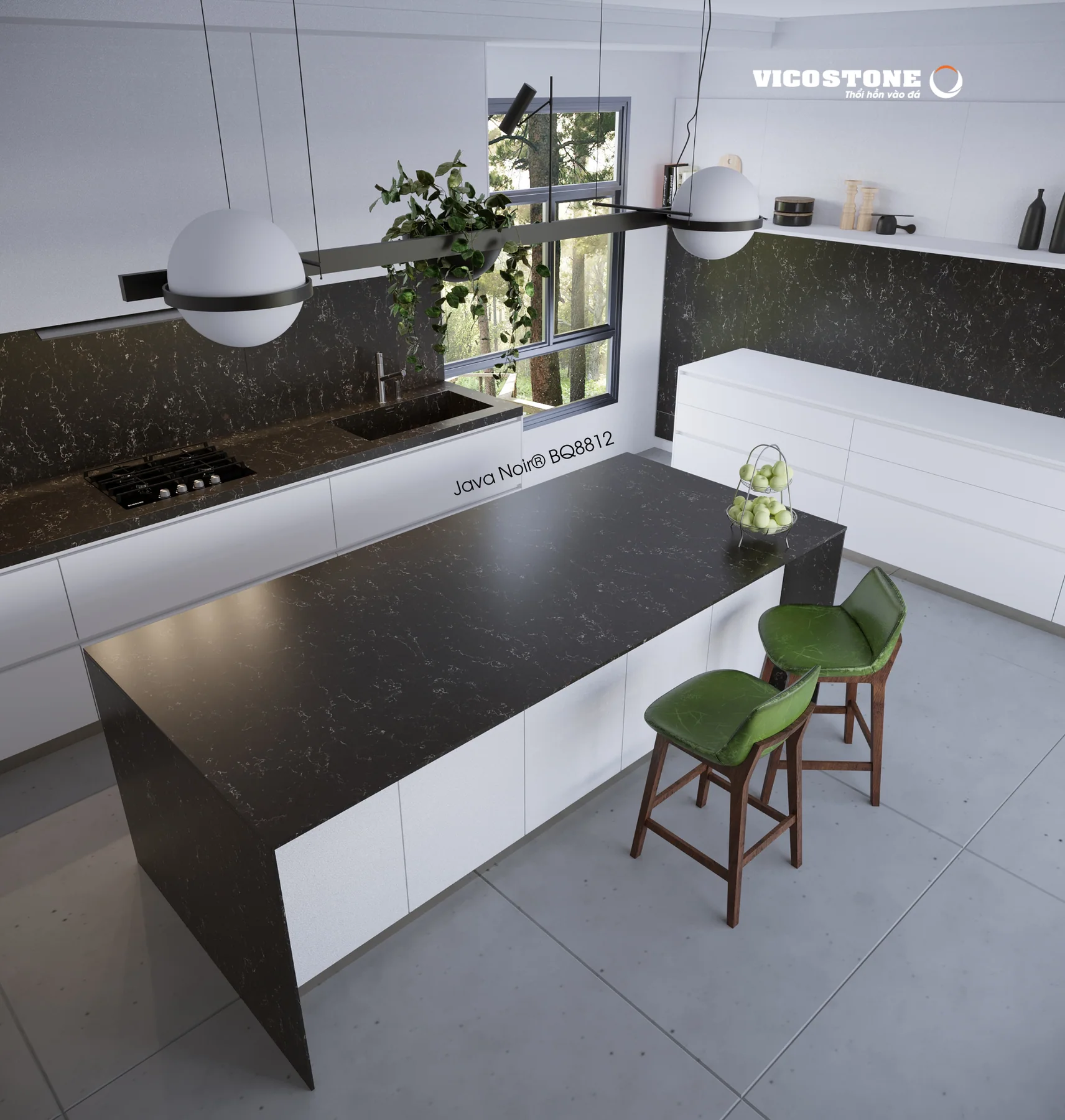 Ứng Dụng Đá Vicostone Java Noir® Bq8812. Đá Vicostone Java Noir® Bq8812 Ứng Dụng Trong Không Gian Nội Thất