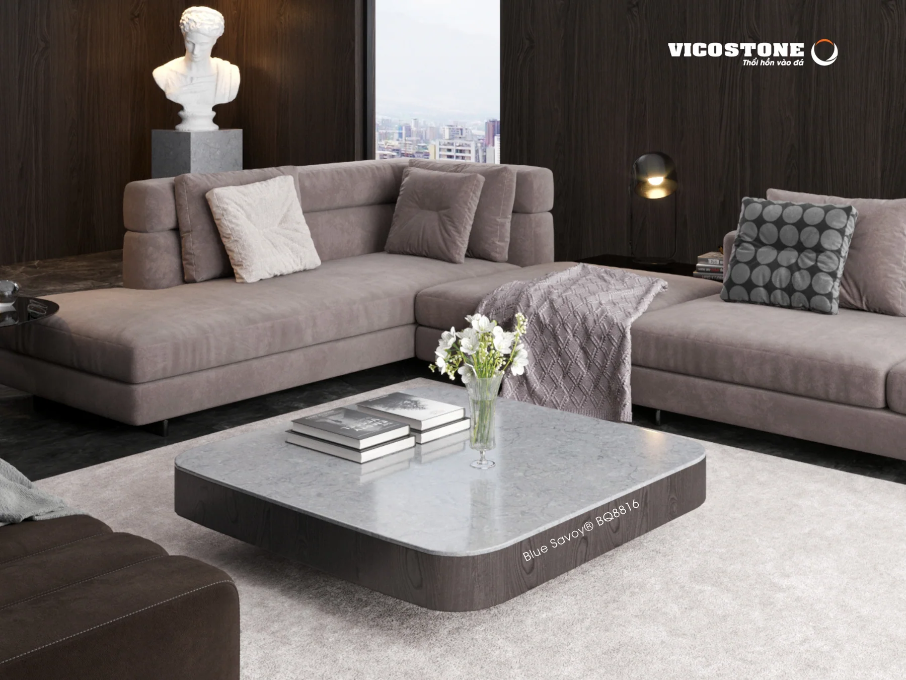 Đá Vicostone Blue Savoy® BQ8816 ứng dụng trong không gian nội thất