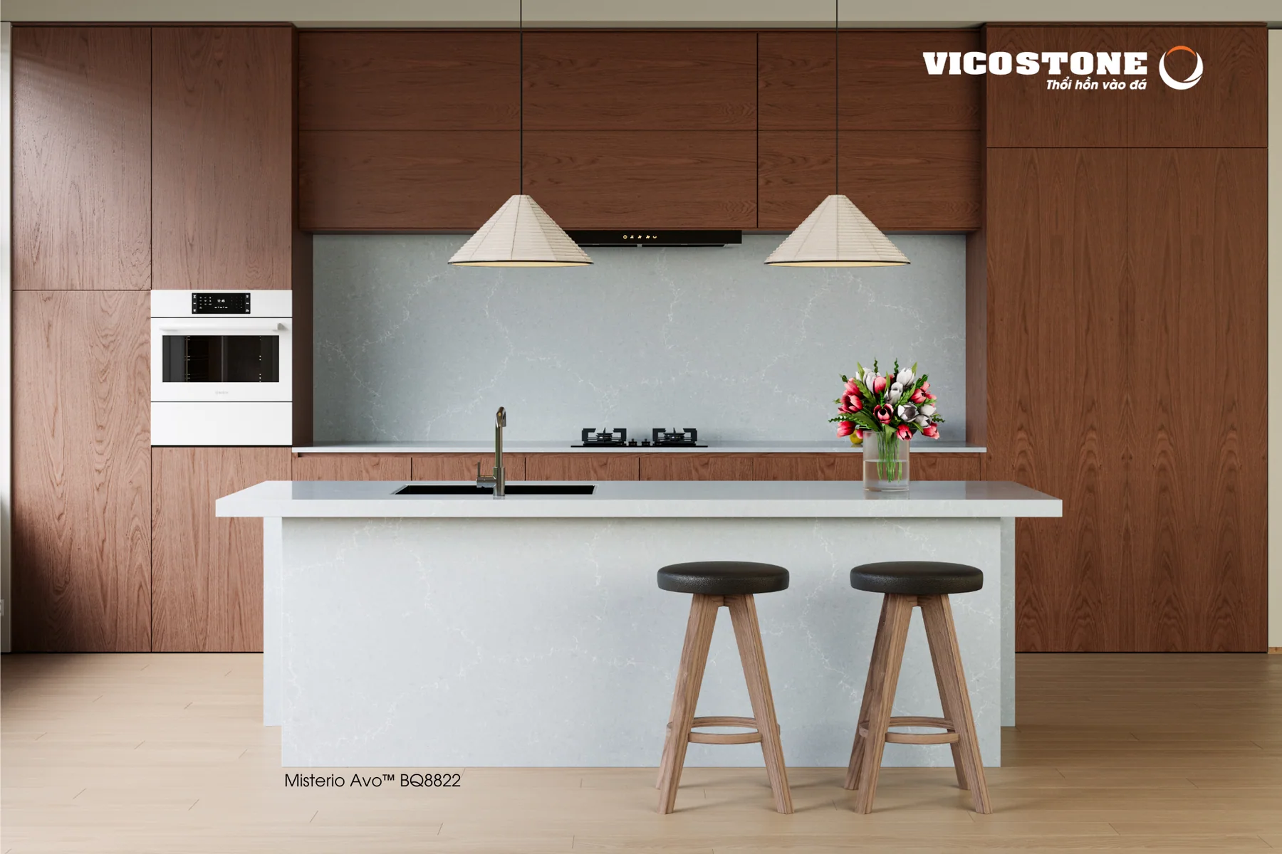 Đá Vicostone Misterio Avo™ BQ8822 ứng dụng trong không gian nội thất