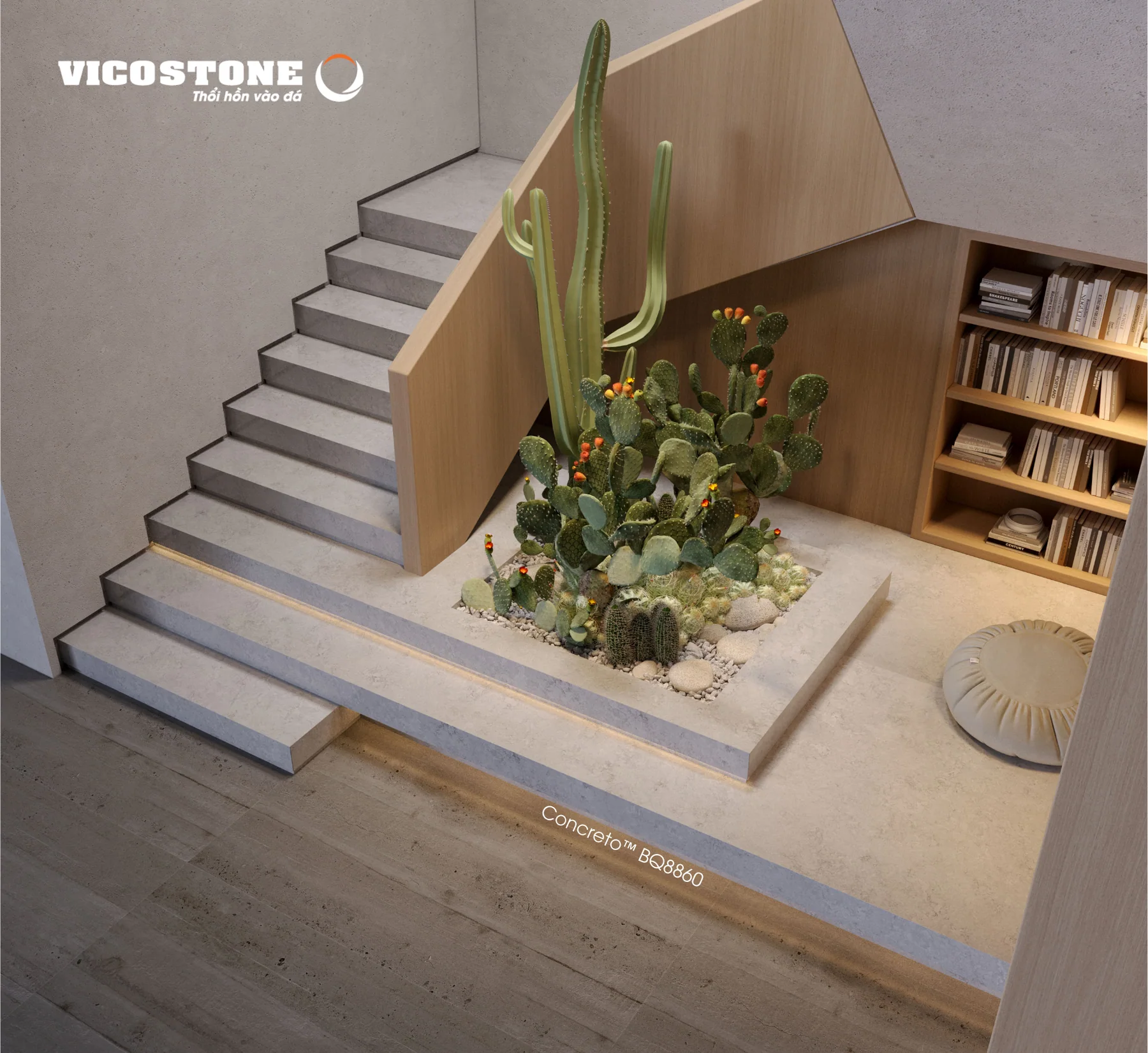 Đá Vicostone Concreto™ BQ8860 ứng dụng trong không gian nội thất