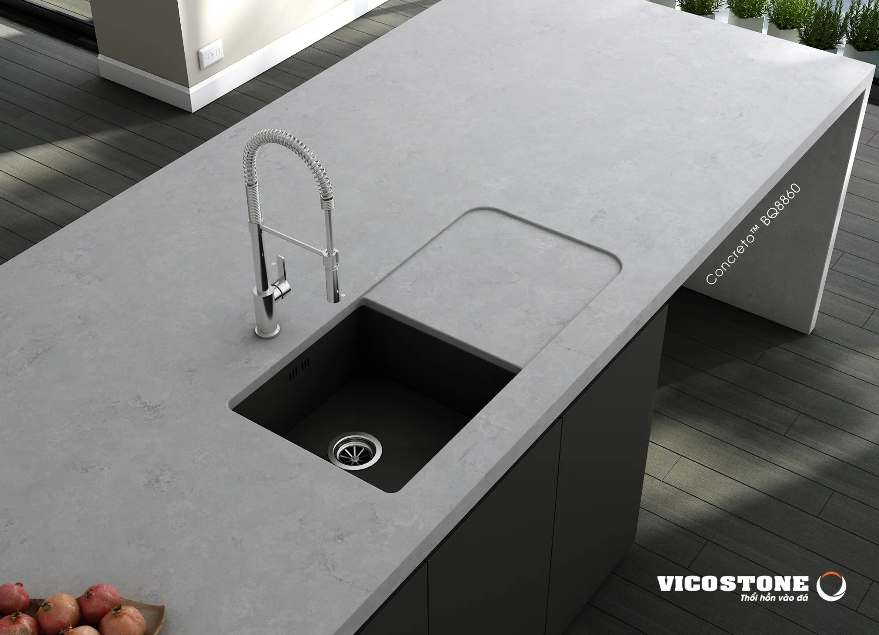Đá Vicostone Concreto™ BQ8860 ứng dụng trong không gian nội thất