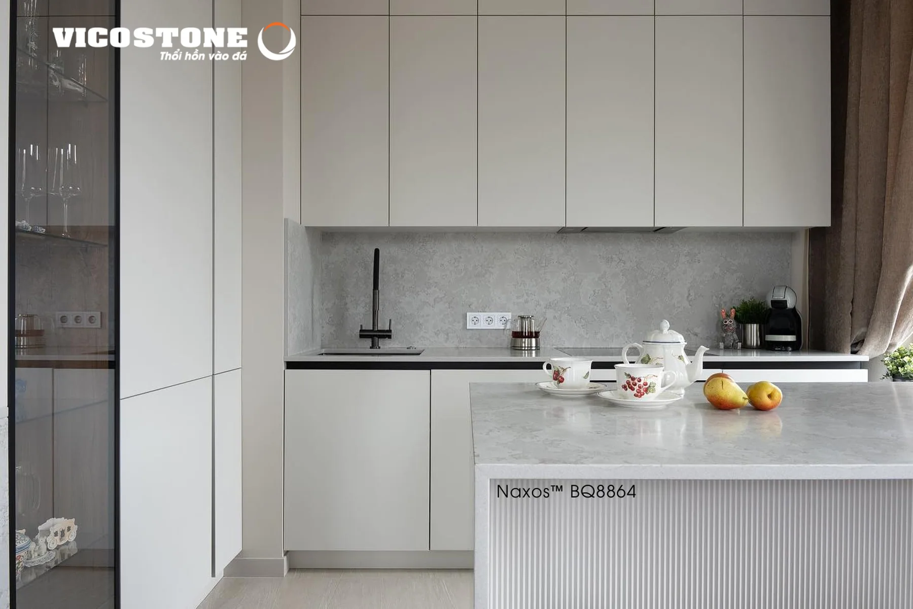 Đá Vicostone Naxos™ BQ8864 ứng dụng trong không gian nội thất