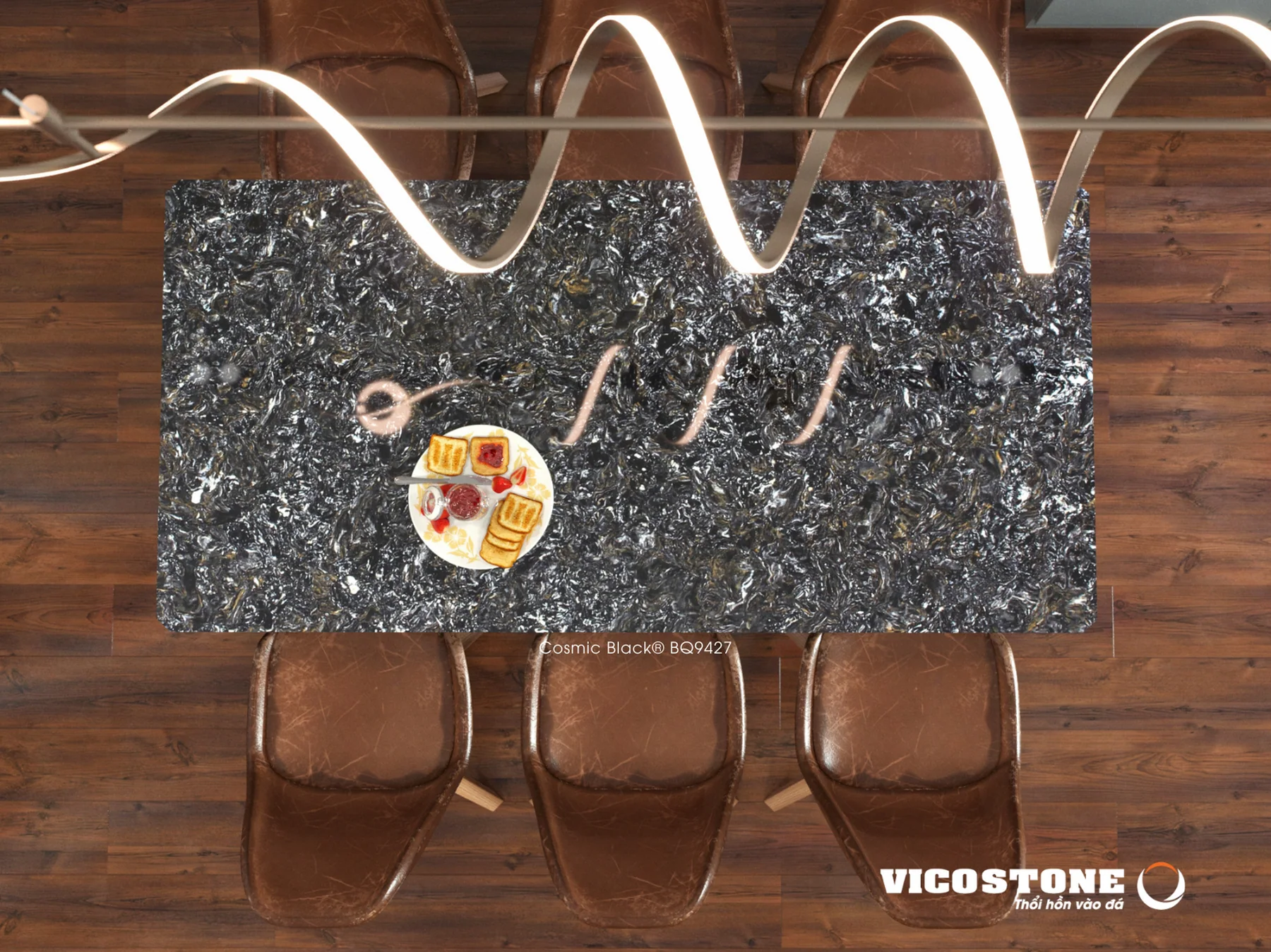 Đá Vicostone Cosmic Black® BQ9427 ứng dụng trong không gian nội thất