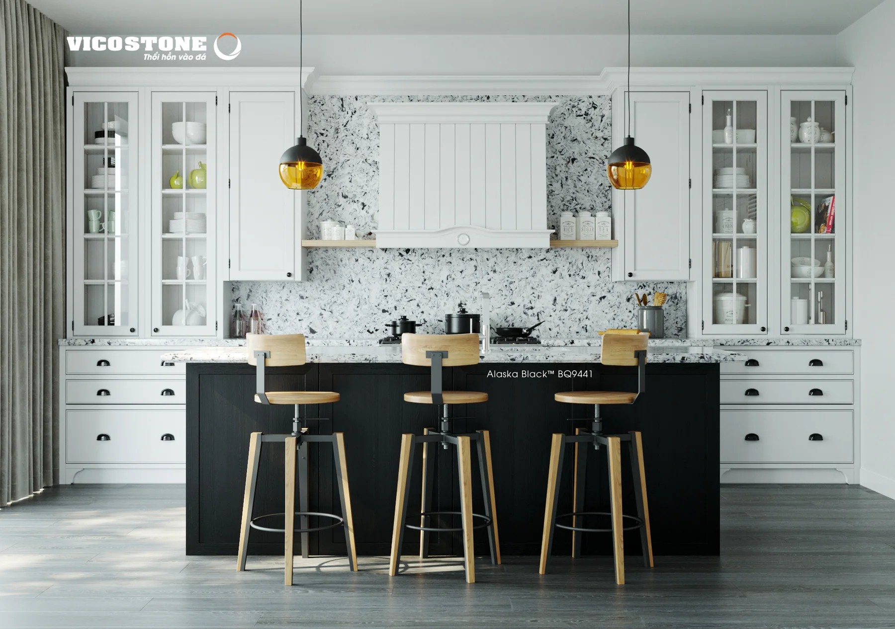 Đá Vicostone Cold Spring™ BQ9441 ứng dụng trong không gian nội thất