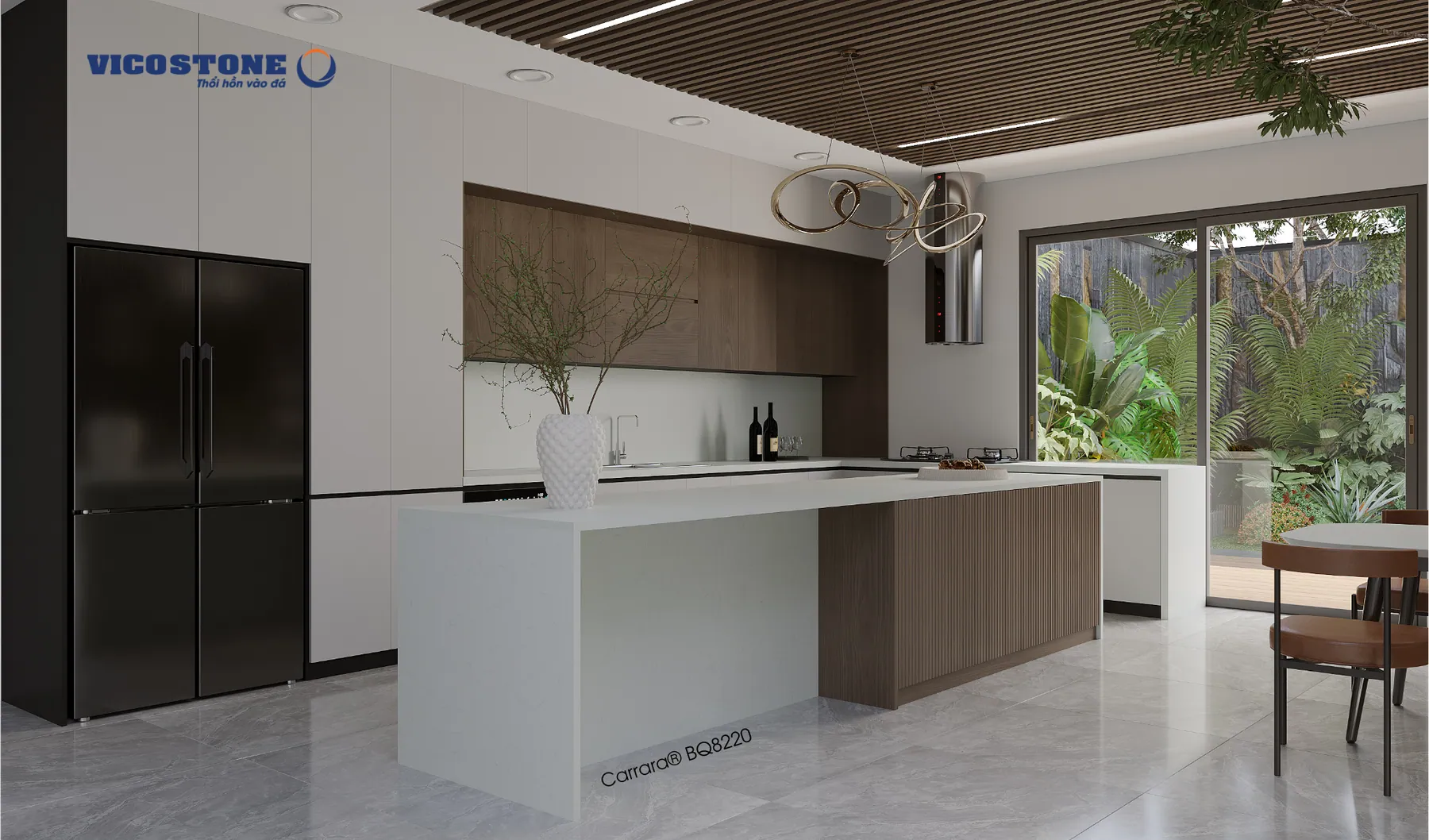 Ứng Dụng Đá Vicostone Carrara® Bq8220 Trong Không Gian Bếp Ứng Dụng Đá Vicostone Carrara® Bq8220 Trong Không Gian Bếp