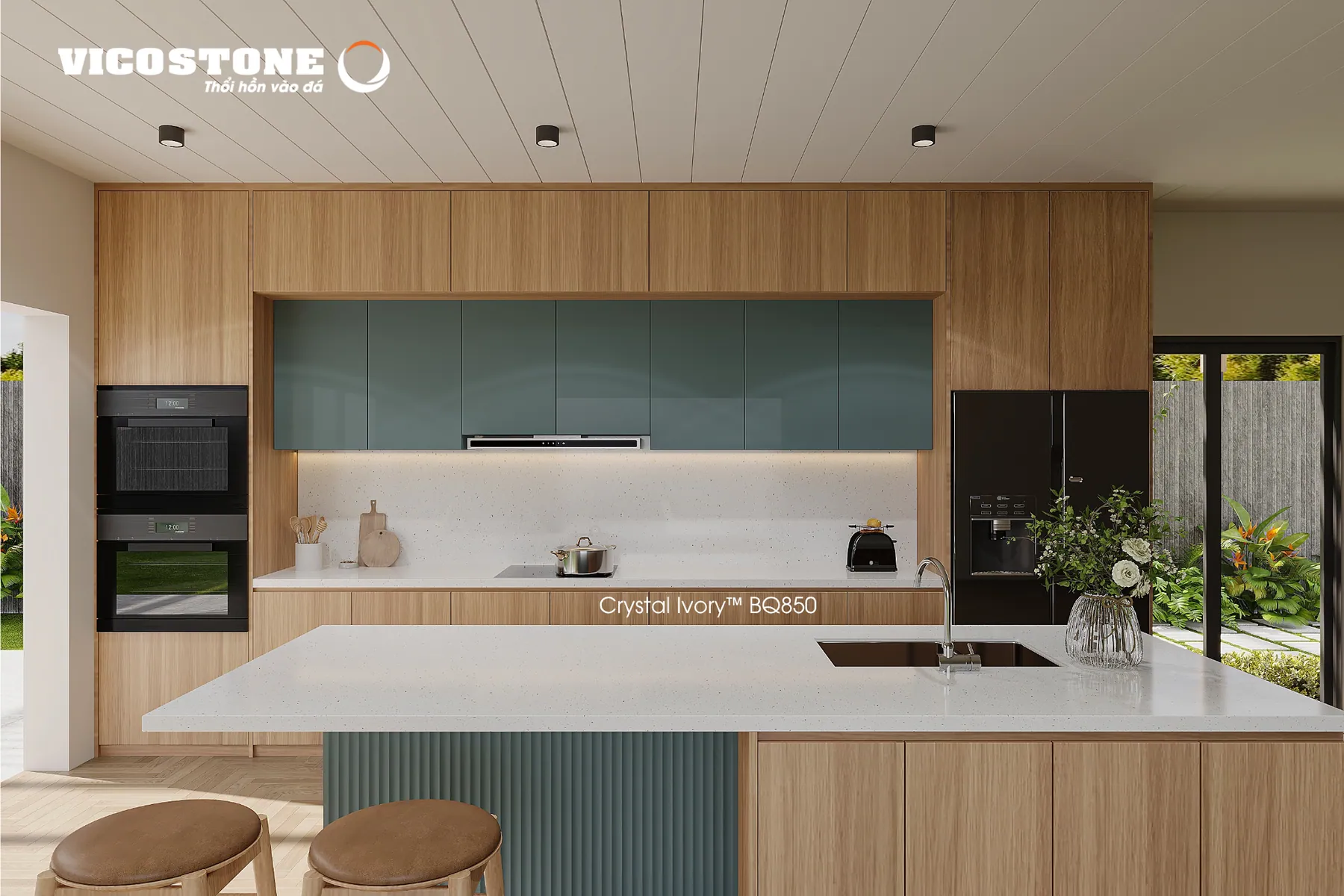 Đá Vicostone Crystal Ivory™ BQ850 ứng dụng trong không gian nội thất