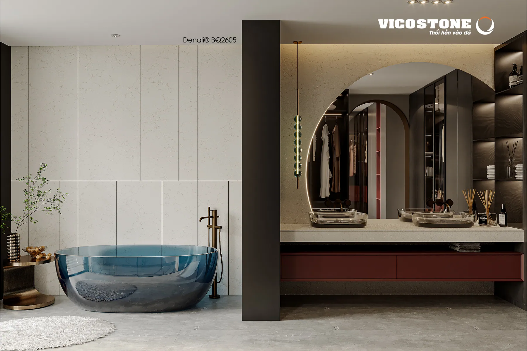 Ứng Dụng Đá Vicostone Denali® Bq2605. Đá Vicostone Denali® Bq2605 Ứng Dụng Trong Không Gian Nội Thất