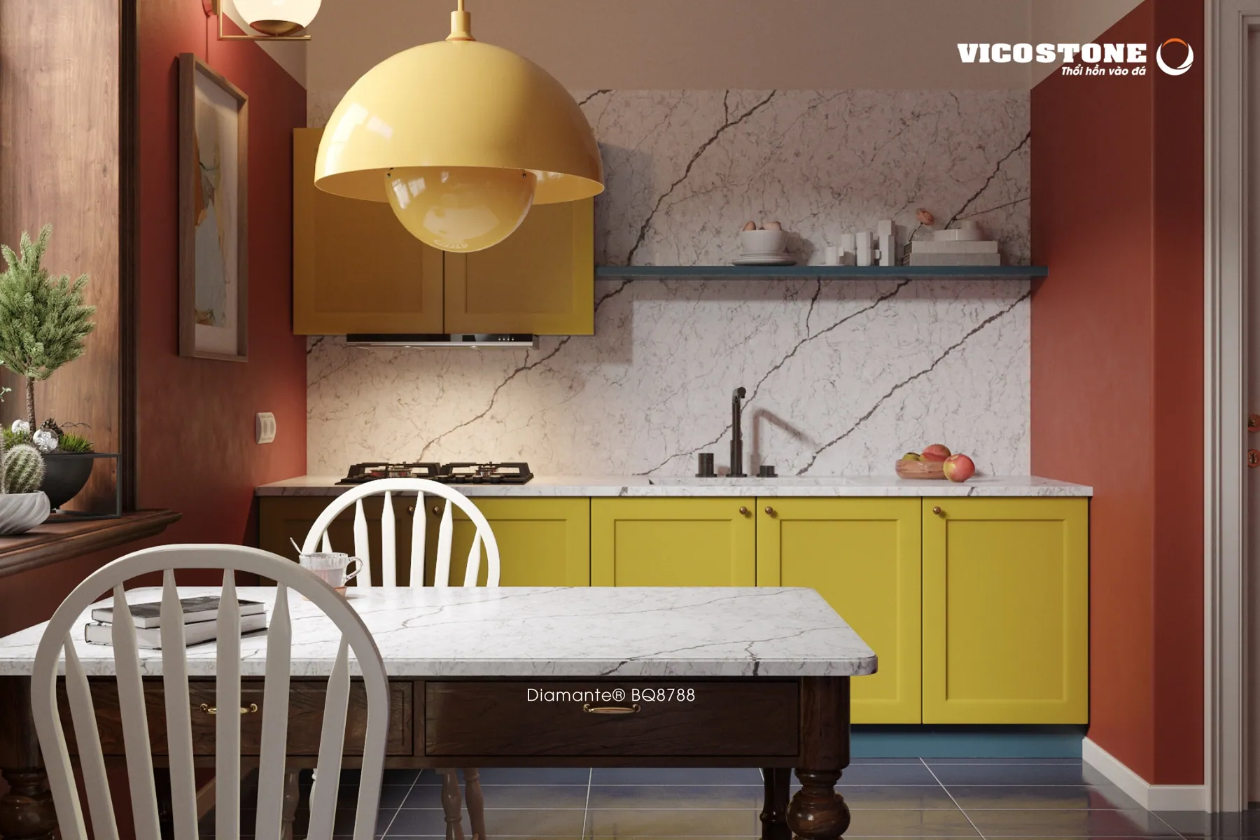 Đá Vicostone Diamante® BQ8788 ứng dụng trong không gian nội thất