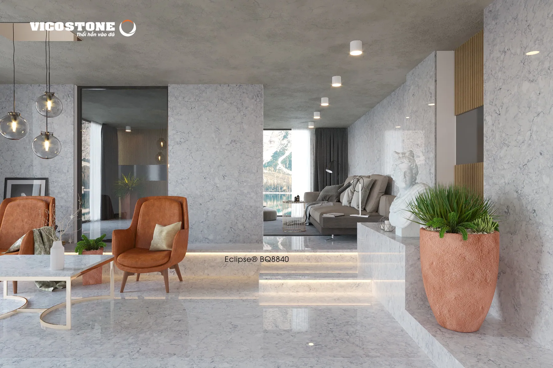Đá Vicostone Eclipse® BQ8840 ứng dụng trong không gian nội thất