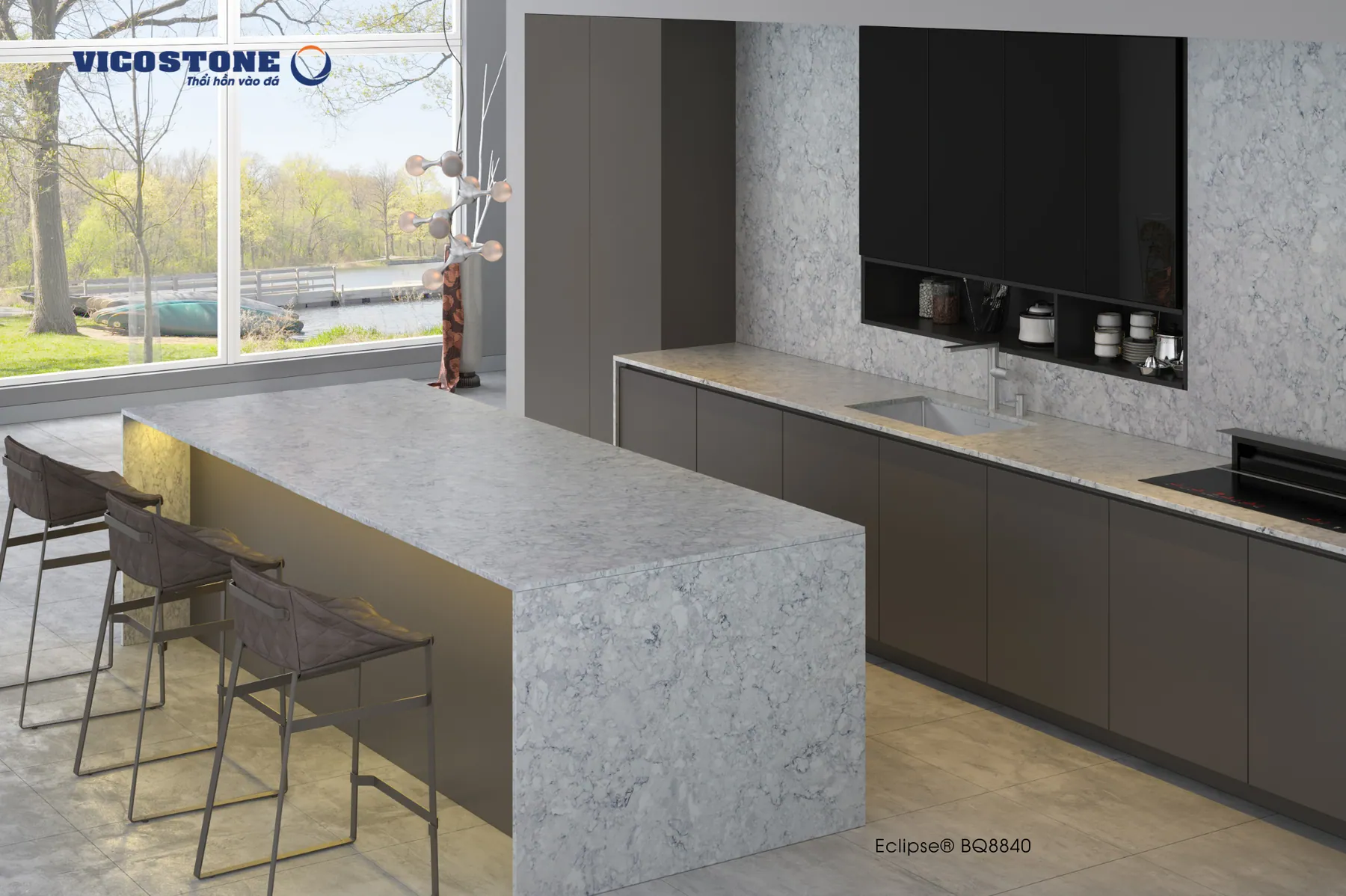 Đá Vicostone Eclipse® BQ8840 ứng dụng trong không gian nội thất