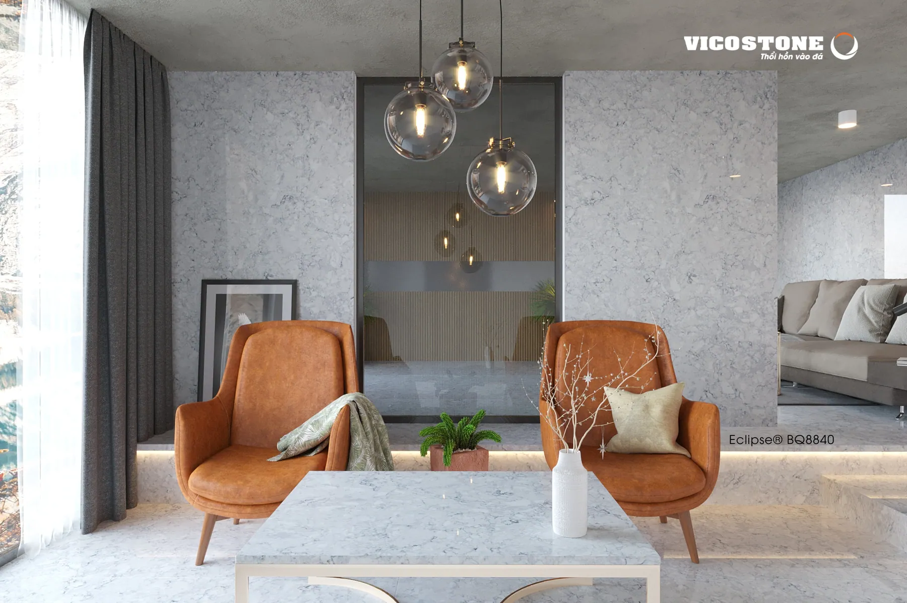 Đá Vicostone Eclipse® BQ8840 ứng dụng trong không gian nội thất