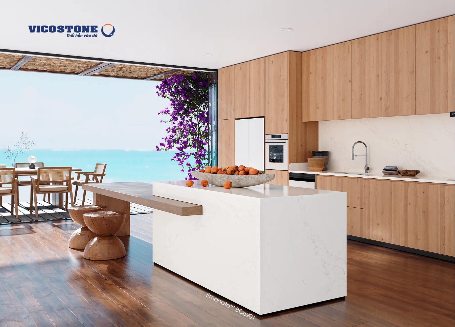 Đá Vicostone Emanato™ BQ6901 ứng dụng trong không gian nội thất