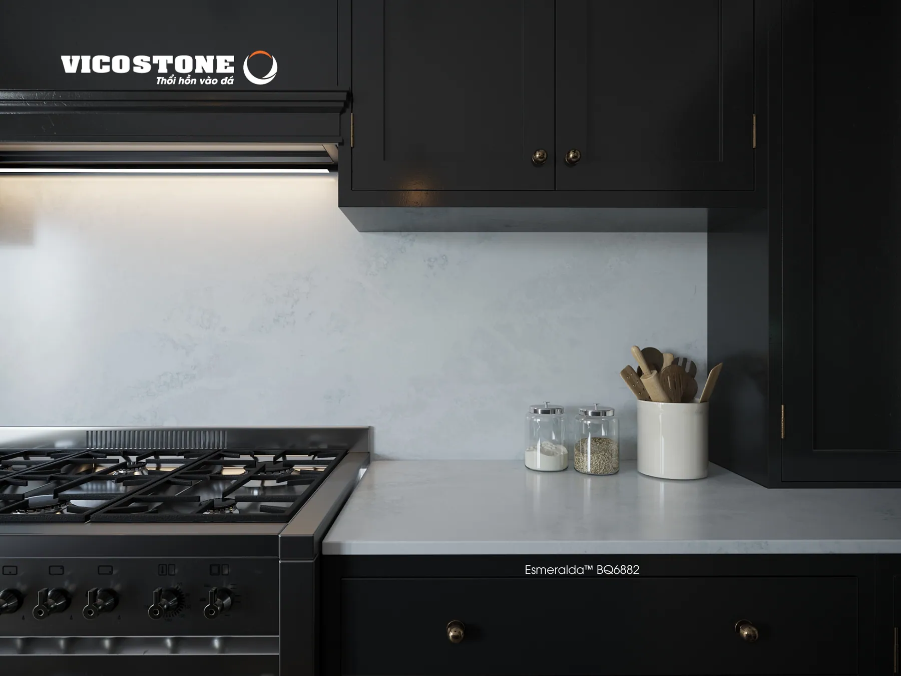 Đá Vicostone Esmeralda™ BQ6882 ứng dụng trong không gian nội thất