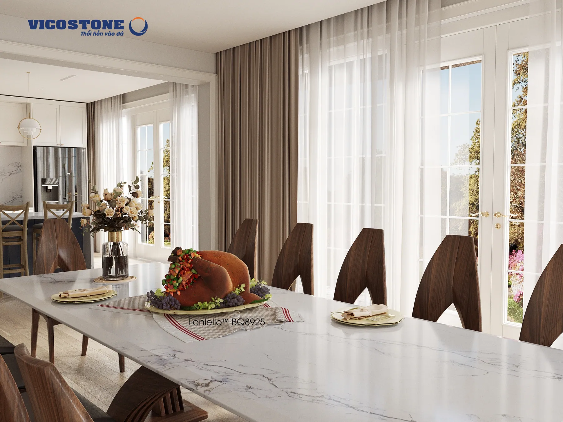 Đá Vicostone Faniello™ BQ8925 ứng dụng trong không gian nội thất