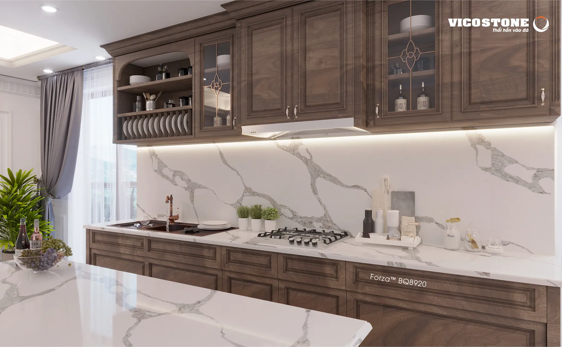 Đá Vicostone Forza™ BQ8920 ứng dụng trong không gian nội thất