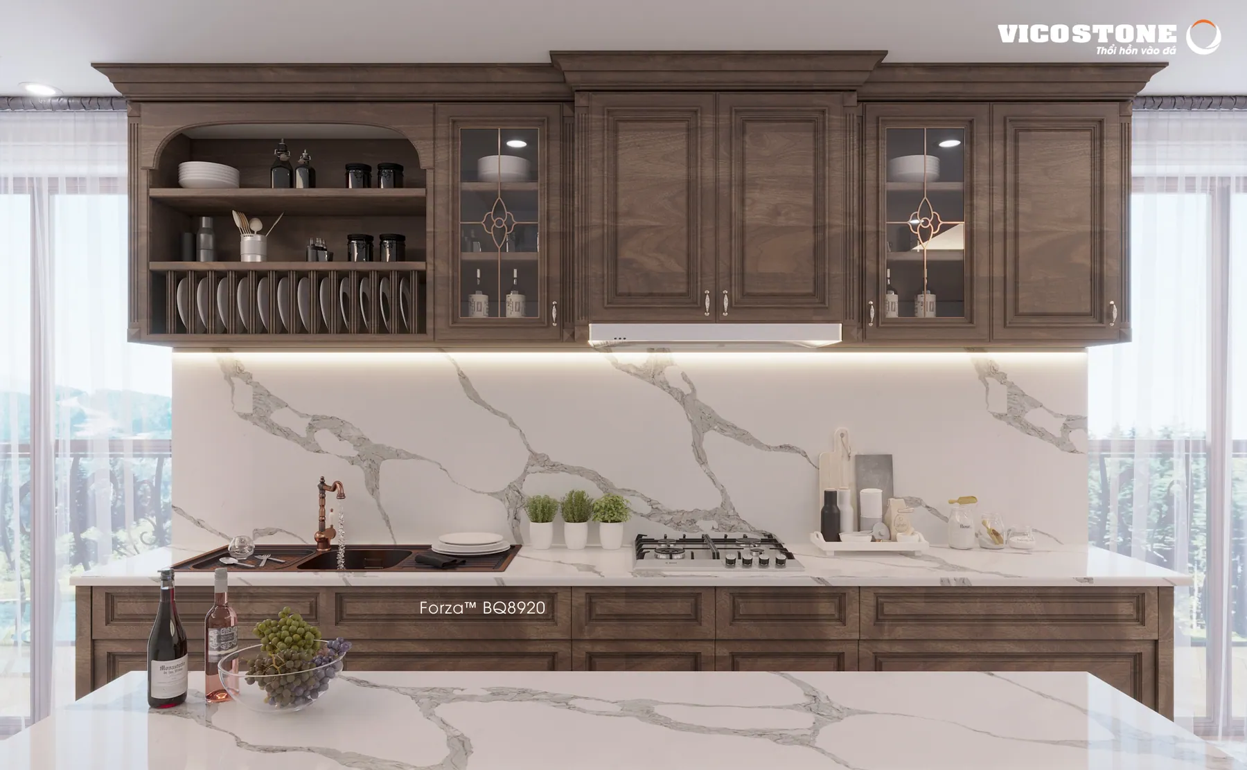 Đá Vicostone Forza™ BQ8920 ứng dụng trong không gian nội thất