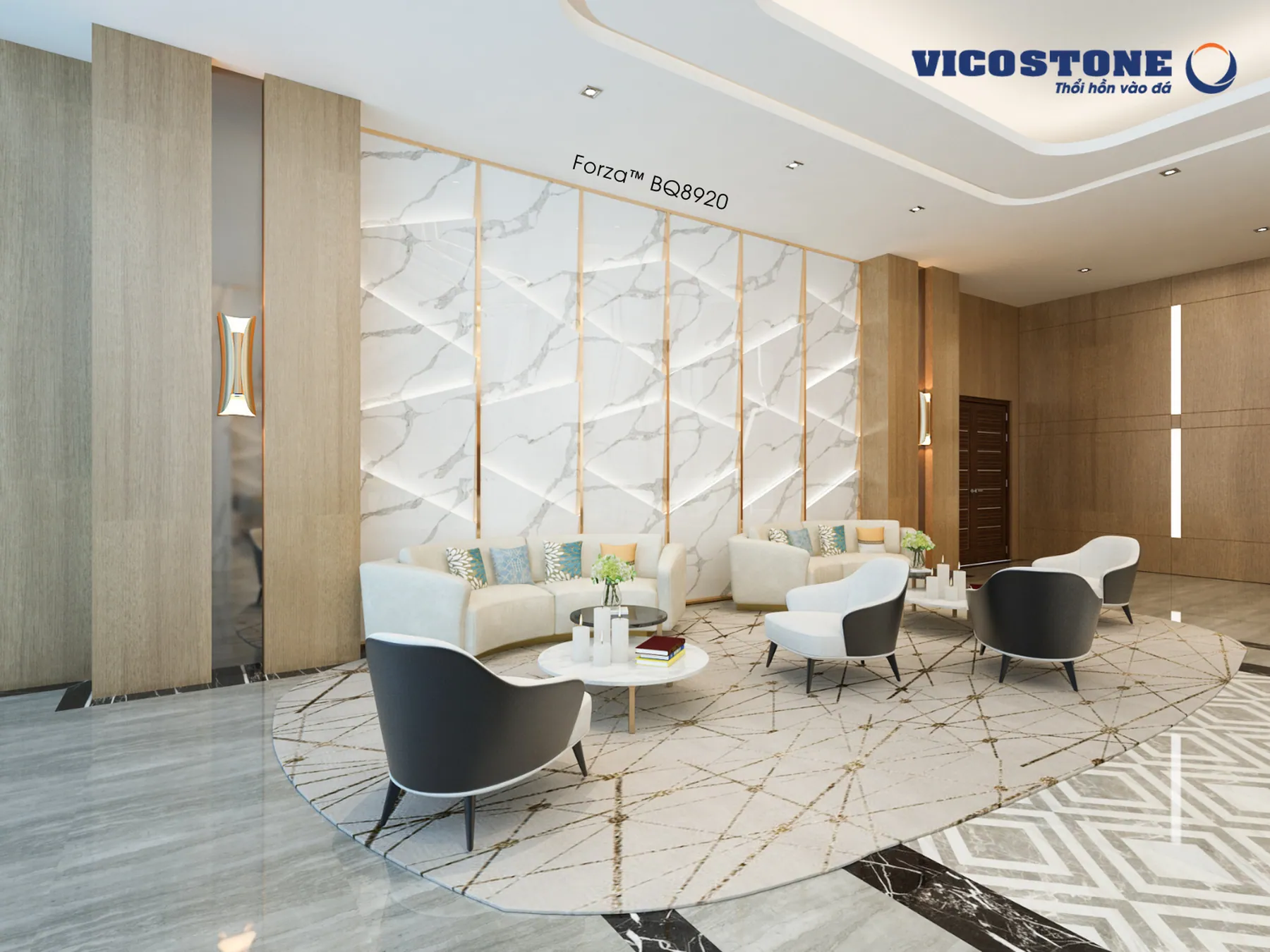 Đá Vicostone Forza™ BQ8920 ứng dụng trong không gian nội thất