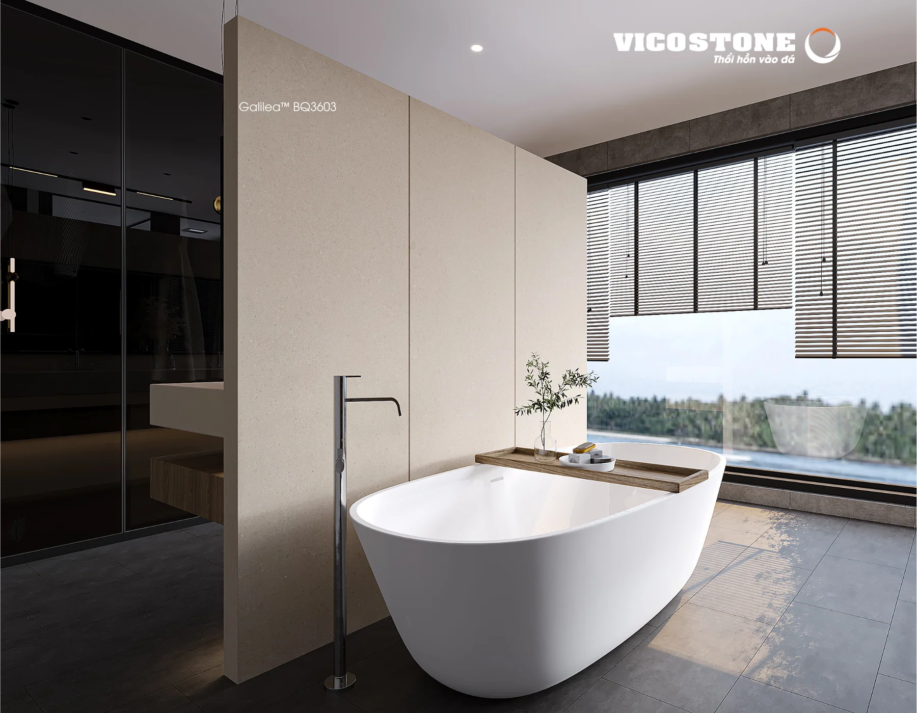 Ứng Dụng Đá Vicostone Galilea Bq3603 Ốp Vách Phòng Tắm Ứng Dụng Đá Vicostone Galilea Bq3603 Ốp Vách Phòng Tắm
