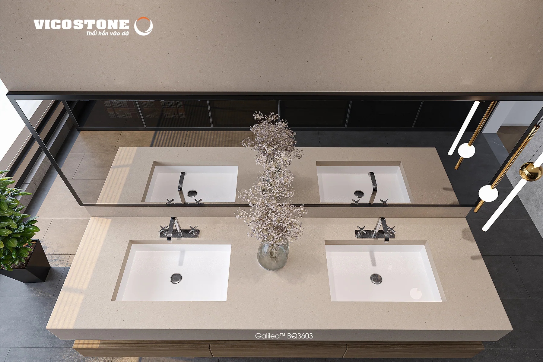 Ứng Dụng Đá Vicostone Galilea Bq3603 Ốp Lavabo Ứng Dụng Đá Vicostone Galilea Bq3603 Ốp Lavabo