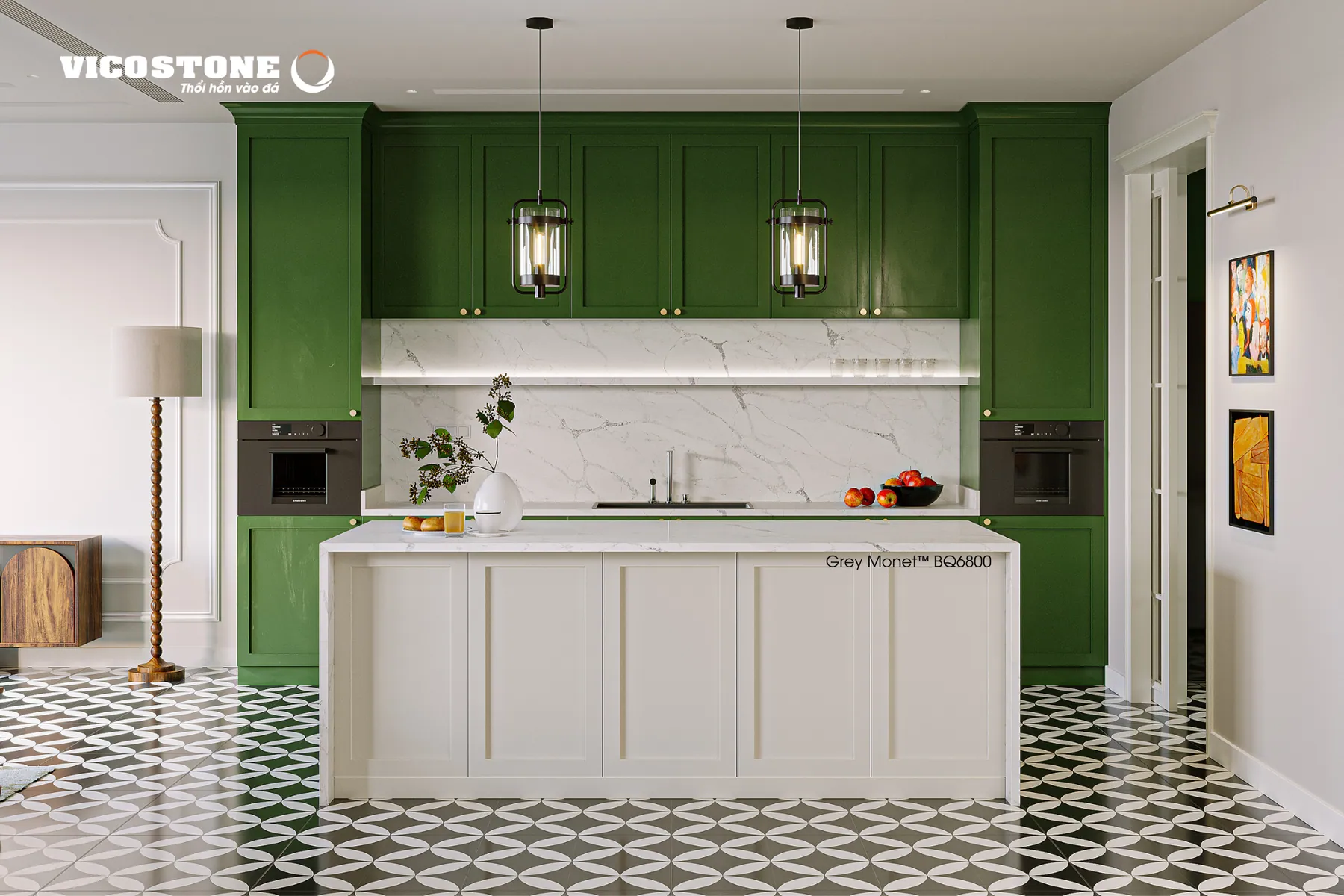 Đá Vicostone Grey Monet™ BQ6800 ứng dụng trong không gian nội thất